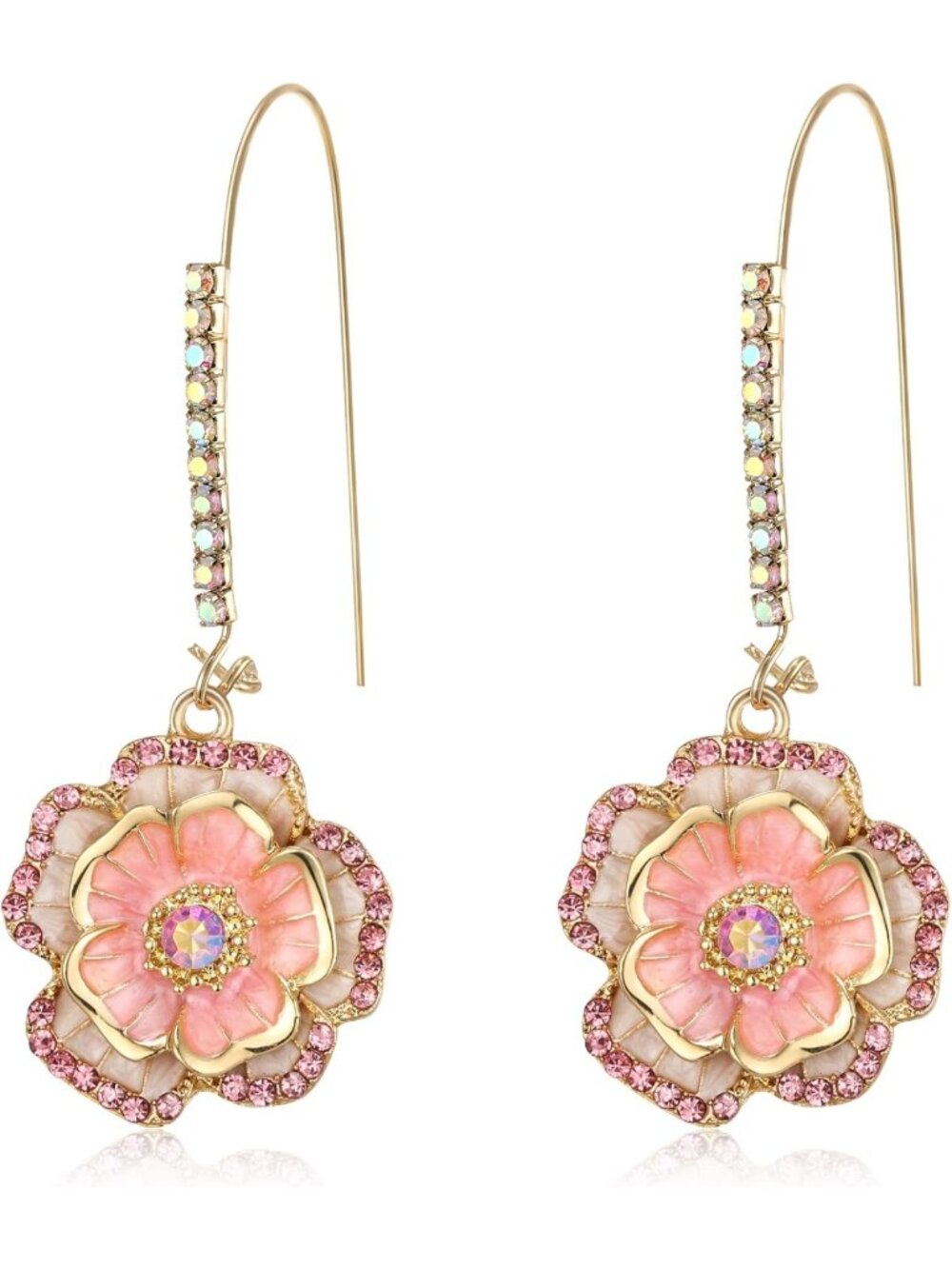 Chic Rose Flower Dangle Earrings for Women | Trendy Hook Style Jewelry